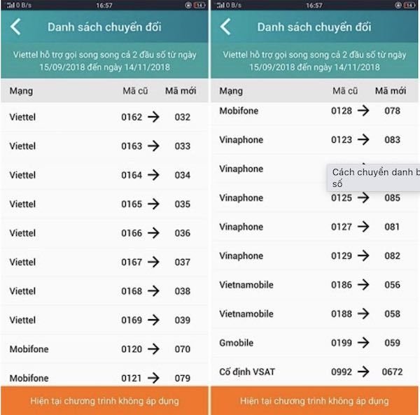 app My Viettel cập nhật Đầu số 0169